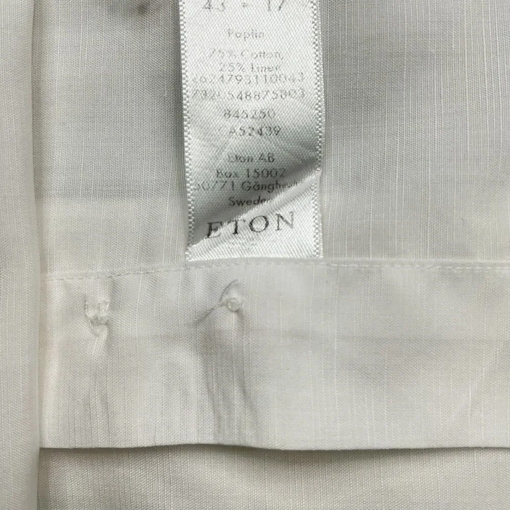 ETON Dress Shirt sz XL 43 17 White Button Up Contemporary Fit Long Sleeve Luxury